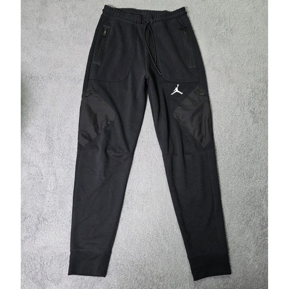 Jordan Mens Small Jogger Pants Black Dri-FIT Utility Zip Pocket Sweatpants